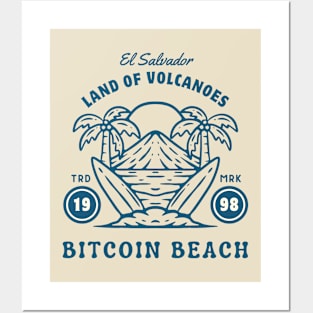 El Salvador Bitcoin Beach Surfing Surfer Volcanoes Posters and Art